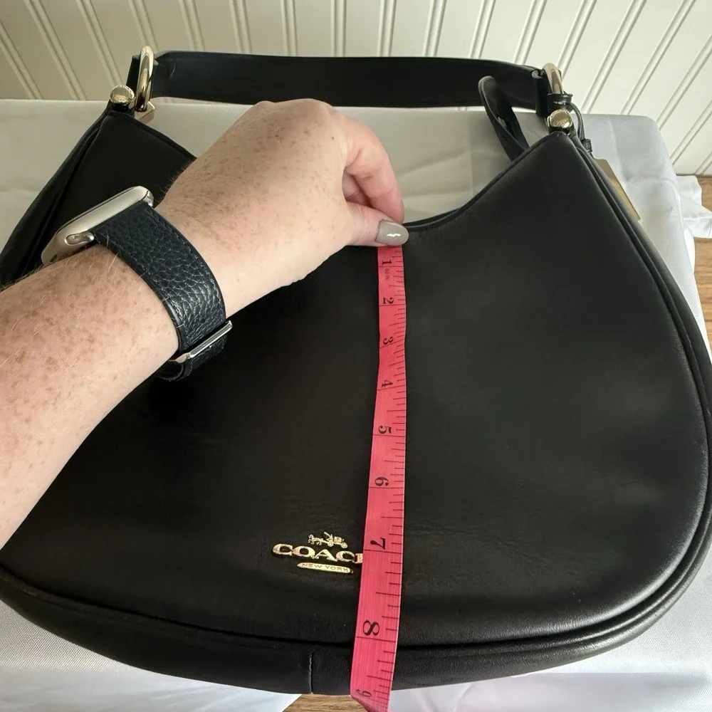 Coach Nomad Black Leather Gold Crescent Hobo Shoulder Bag Purse Handbag 54446